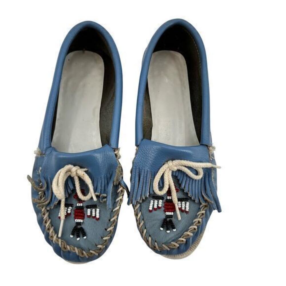 Vintage 70s Minnetonka Beaded Thunderbird Vintage Moccasin Shoes - Women Size 6